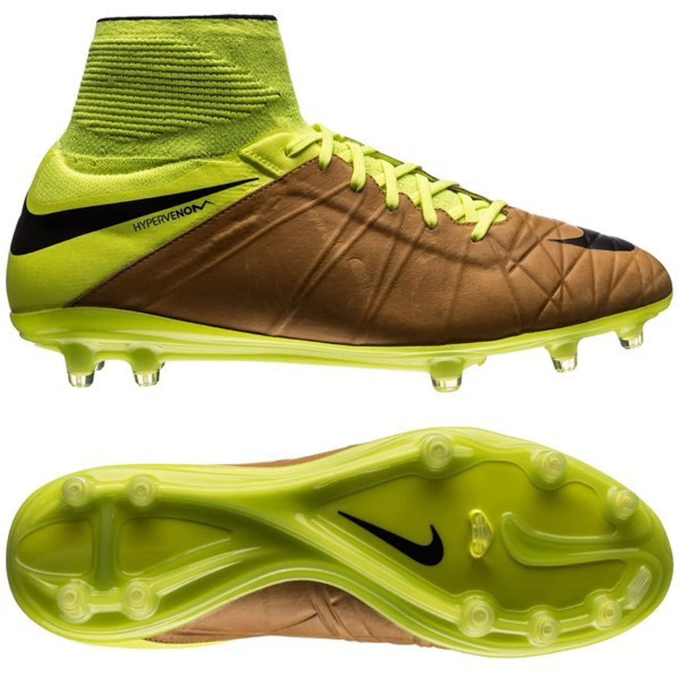 NIKE - HYPERVENOM PHANTOM II LEATHER TECH CRAFT FG SAND/BLACK/NEON