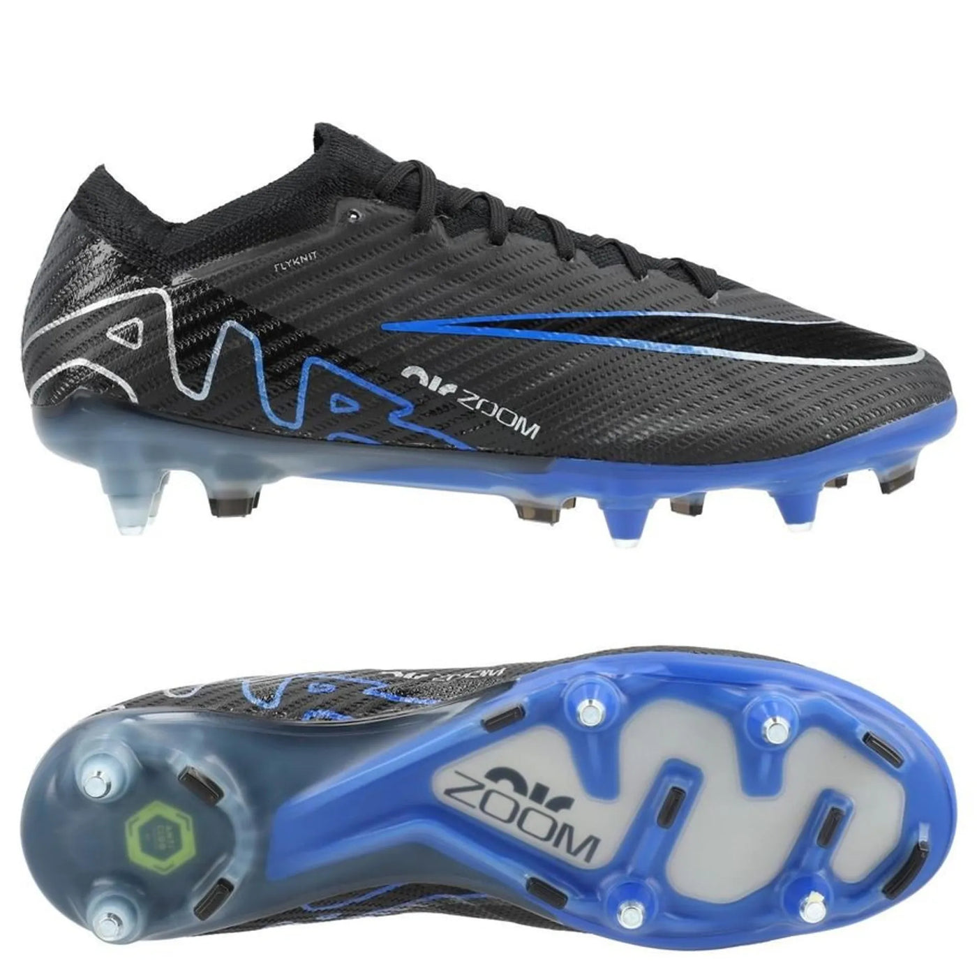 NIKE AIR ZOOM MERCURIAL VAPOR 15 ELITE SG-PRO ANTI-CLOG SHADOW - BLACK/CHROME/BLUE